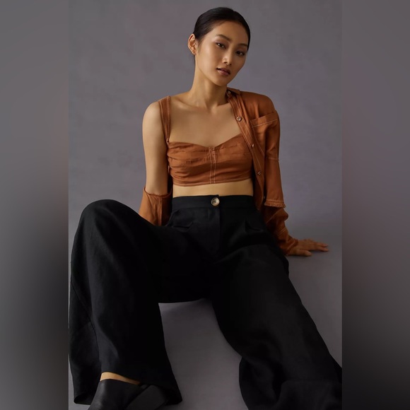 NWT ANTHROPOLOGIE | Seamed Corset Women’s Mango Red Orange - Picture 3 of 13